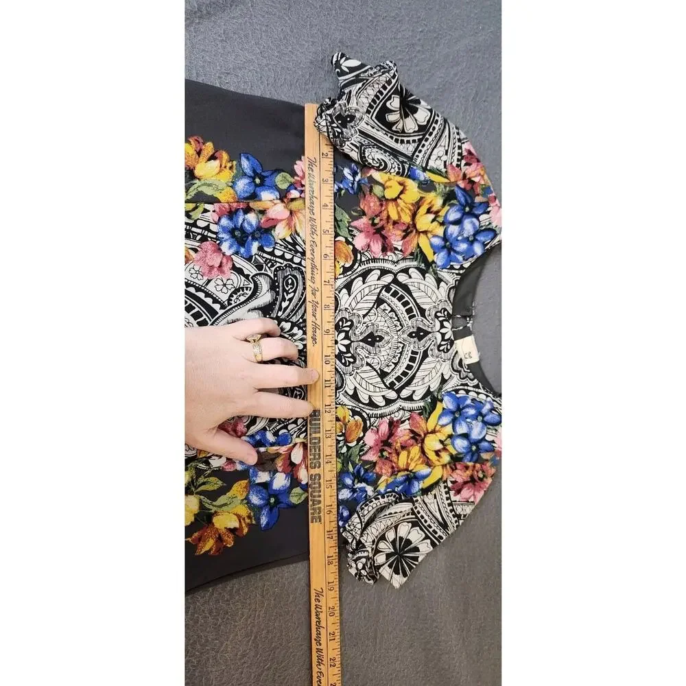 Pink Owl Colorful Paisley Floral Print Cocktail Lined Shift Dress - Size‎ S